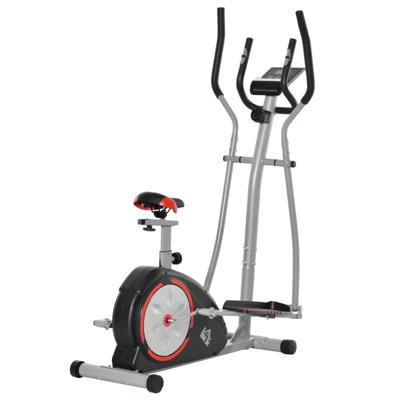 HOMCOM Vélo elliptique d'appartement vélo d'exercice magnétique 8 niveaux de résistance selle réglable écran LCD pour gymnase maison bureau noir