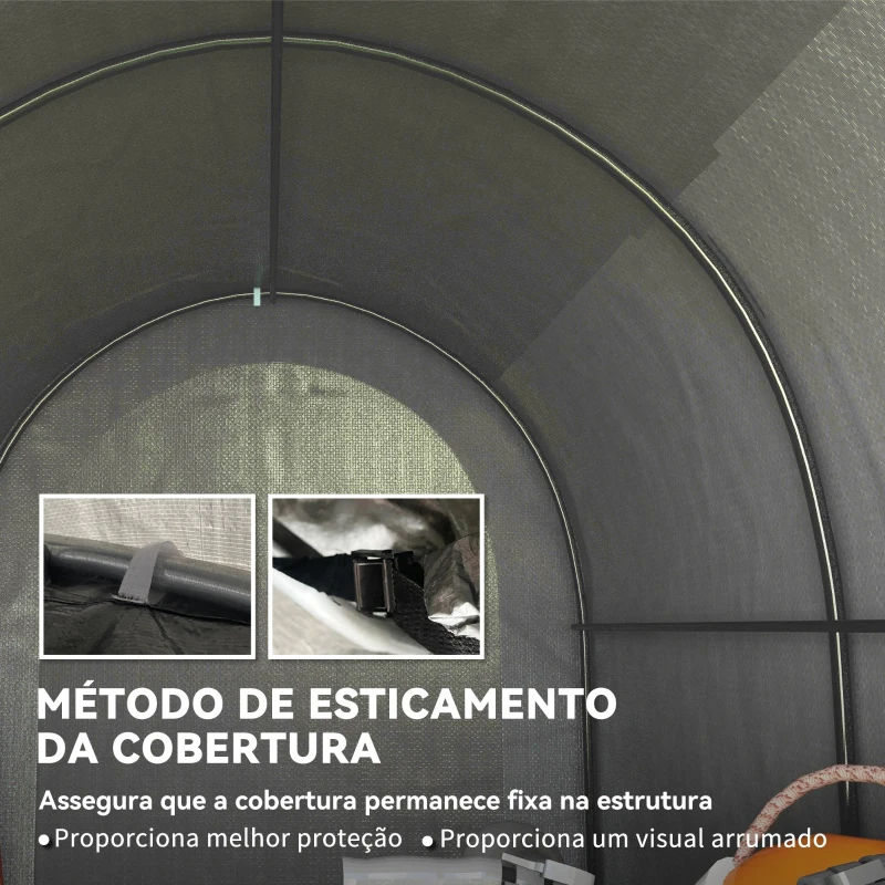 Outsunny Tenda de Jardim para Bicicletas com Estrutura em Aço, Porta com Fecho, Impermeável 2,4x1,6x1,9 m Cinzento Claro