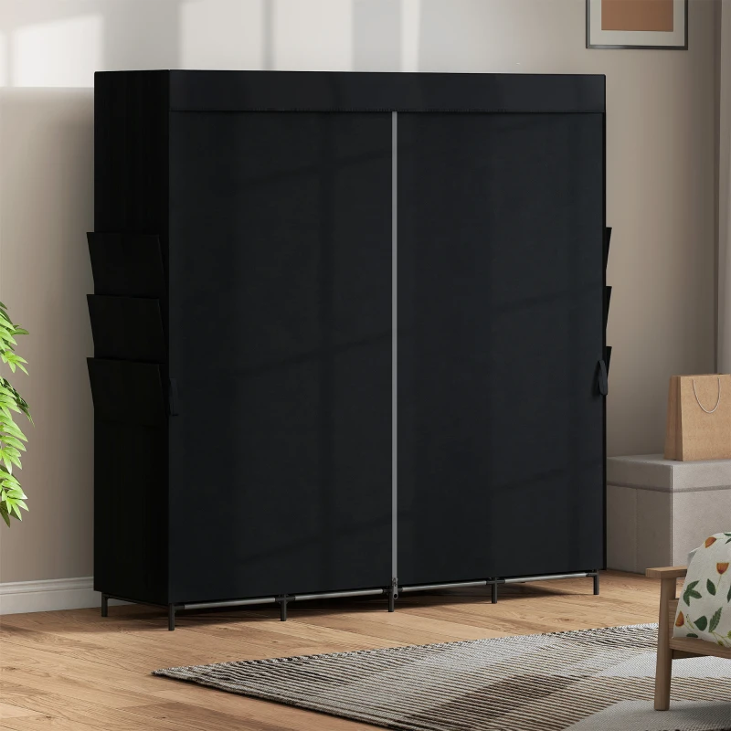 HOMCOM Stoffen kledingkast, stofdicht en draagbaar, 5 kledingroedes, 170 x 45 x 167 cm, zwart