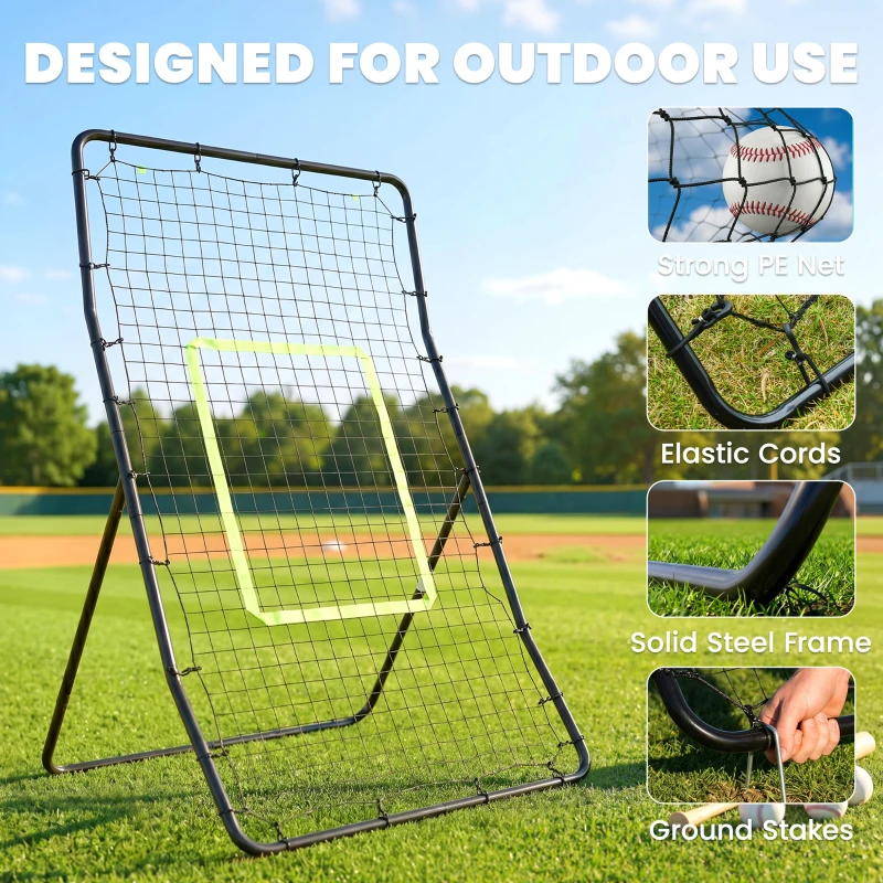 HOMCOM Rebounder Net Playback Game Spot Target Ball Rebounders Training Equipment Play Teaching