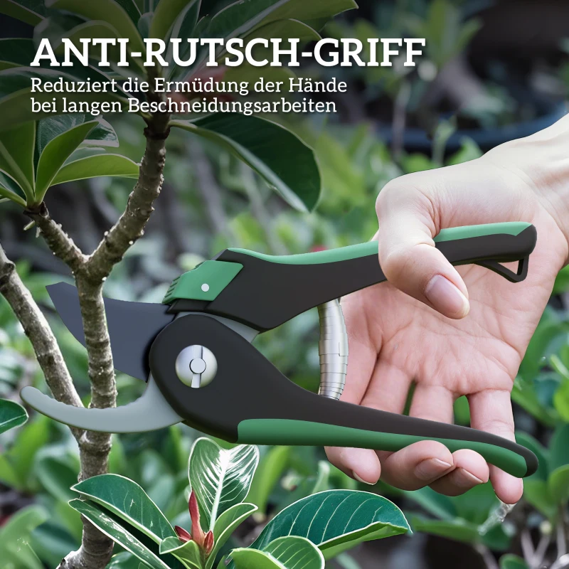 Outsunny Tuin gereedschapset 2 Stuks Tuin gereedschap van Metaal Tuingereedschappen met Tuinschaar Groen+Zwart