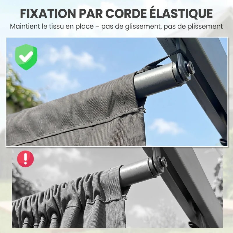 Outsunny Toile de toit pour pergola tonnelle rétractable de 3 x 3 m - toile uniquement 250 x 255 cm gris clair