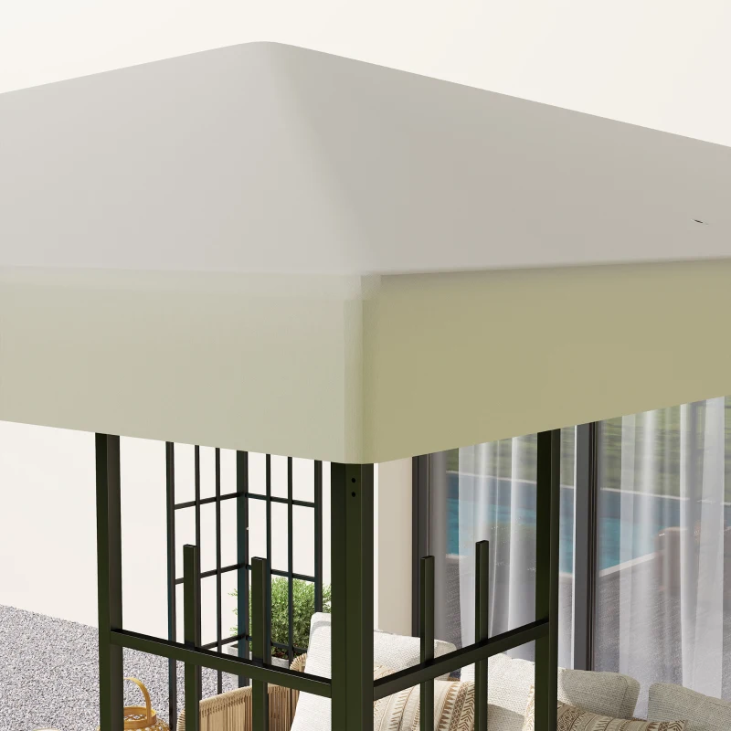 Outsunny 3 x 3 m Vervangzeil voor paviljoen, Zeil voor tuinpaviljoen, met waterafvoergaten, UPF30+, Crèmewit