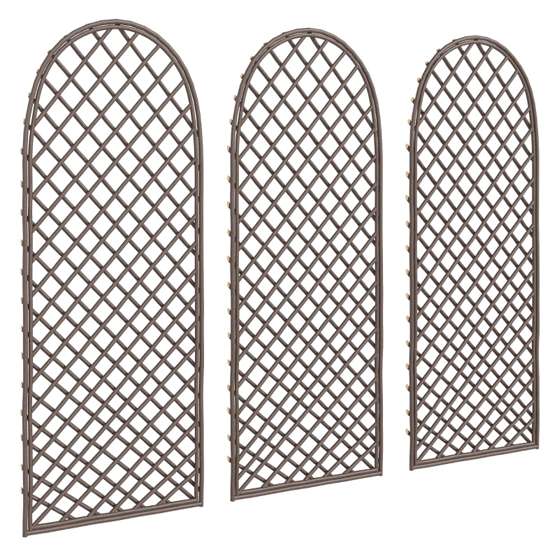 Outsunny Lot de 3 Treillis de jardin en osier tissé Panneau Arc pour Plantes grimpantes 43 x 2 x 112 cm, effet bois naturel