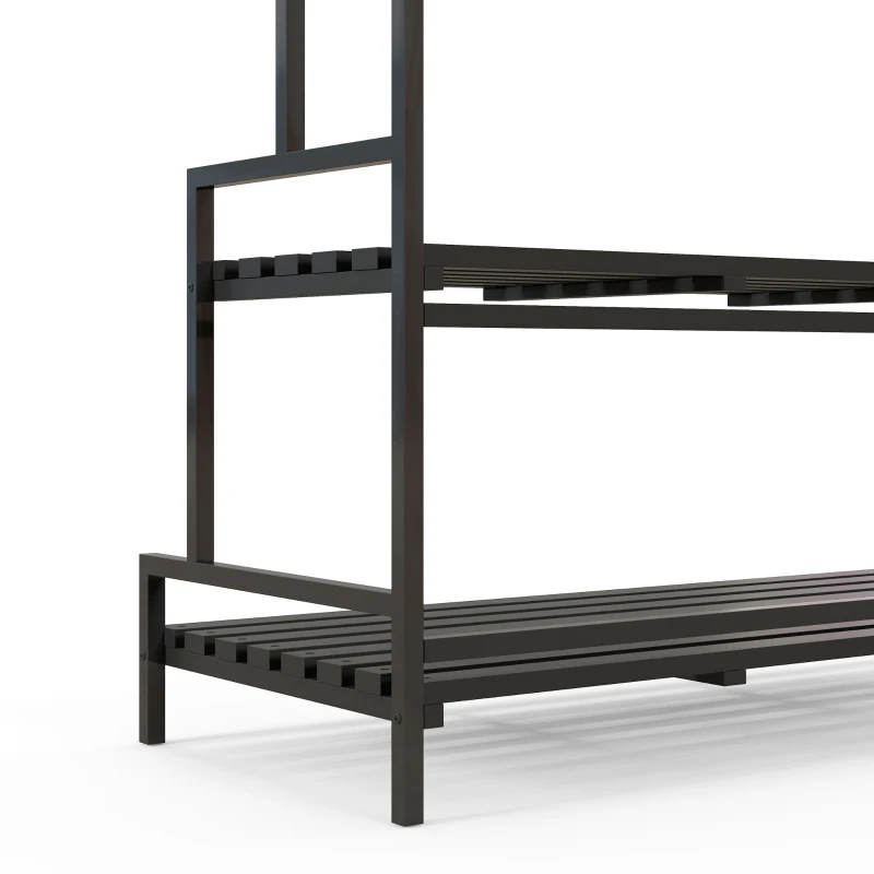 Outsunny Bloemenstandaard, 3 niveaus, 6 haken, voor binnen en buiten, metalen frame, 170H x 110L x 50B cm, zwart