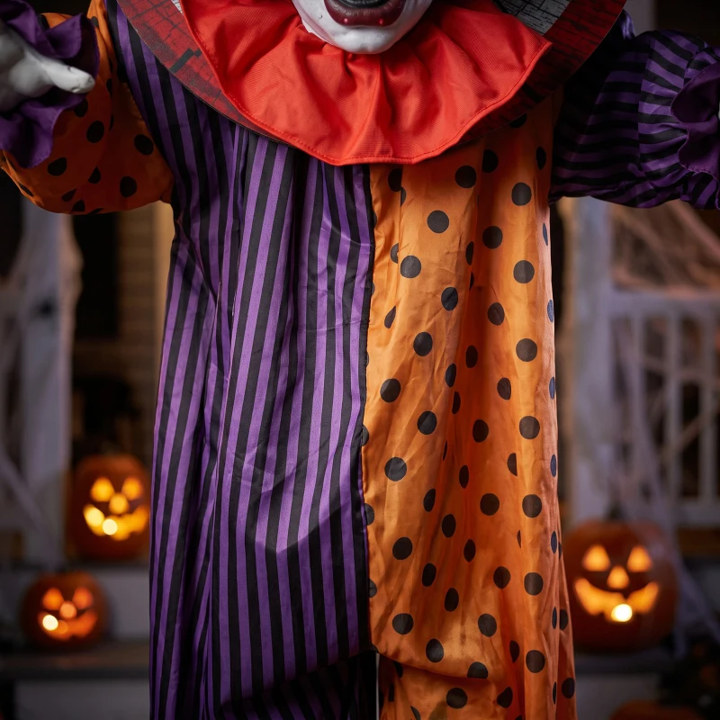 HOMCOM 167 cm levensgrote geanimeerde Halloween-clown decoratie met geluid- en aanraakactivatie