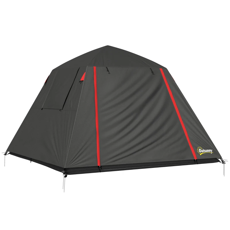 Outsunny Tente de Camping Dôme 2 Personnes 3-4 Saisons Imperméable 3000mm Montage Facile 2 Portes 210x210x150cm Gris Foncé