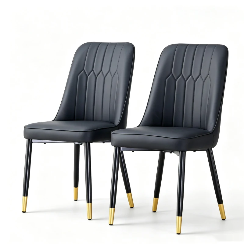 Lot de 2 chaises de salle à manger modernes, assise rembourrée, embouts antidérapants, 43x41.5x89 cm, Noir