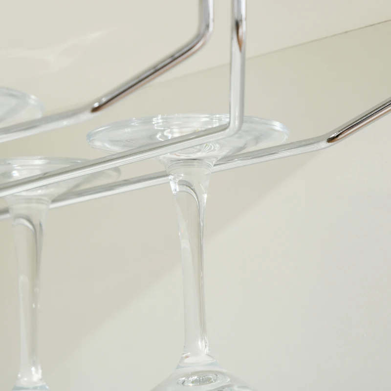 HOMCOM Mobiletto Portabottiglie Vini con Porta Calici e Armadietto, Capacità 20 Bottiglie, 80x36x85 cm, Bianco