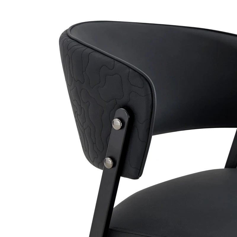 Chaise de salle à manger moderne rembourrée, design épuré, dossier ergonomique, 51x49x78 cm, Noir