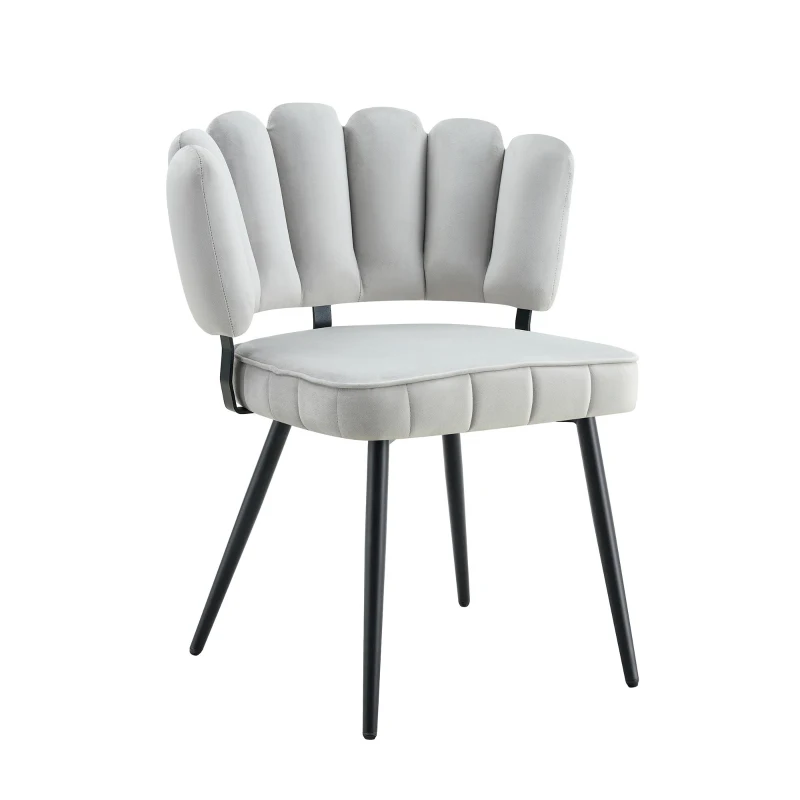 Lot de 2 chaises de salle à manger, mousse haute densité, patins antidérapants, 60x48x80 cm, Gris clair+Noir