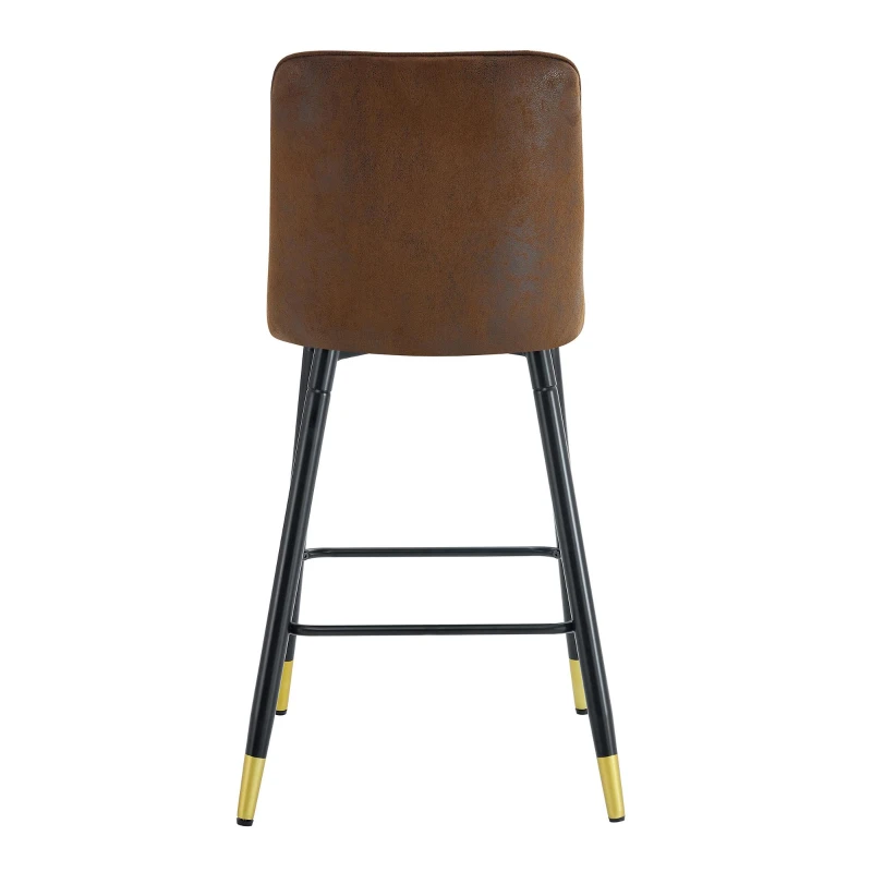Lot de 2 tabourets de bar hauteur, design moderne et confortable, dossier incurvé et repose-pieds, 42x45x100 cm, Marron+Noir