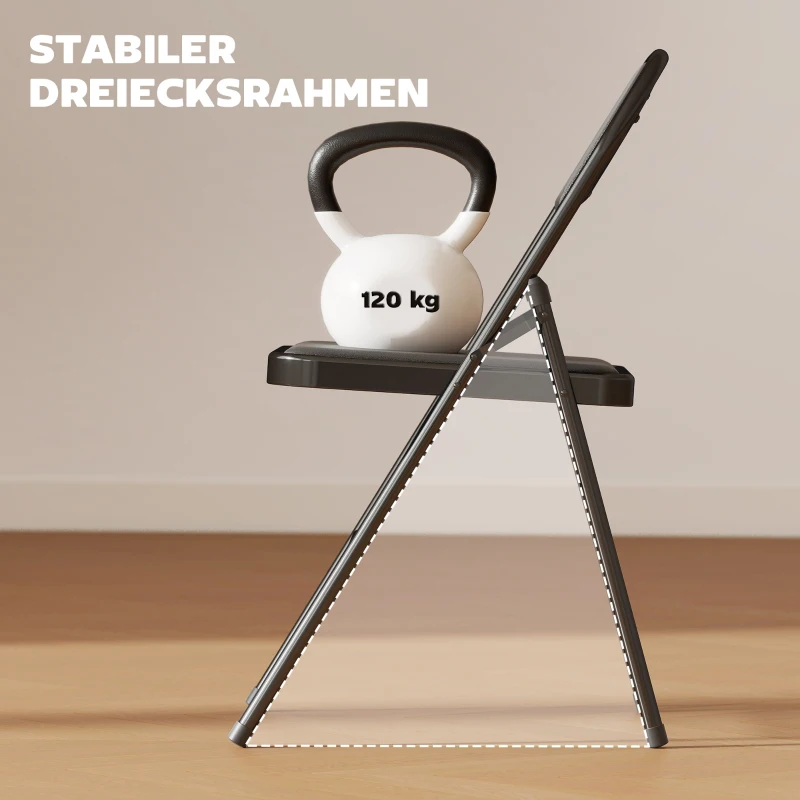 HOMCOM 2-delige set klapstoelen, draagbare bureaustoelen, stalen poten, opvouwbare stoel voor kantoor, ontvangst, wachtruimte, kunstleer, zwart
