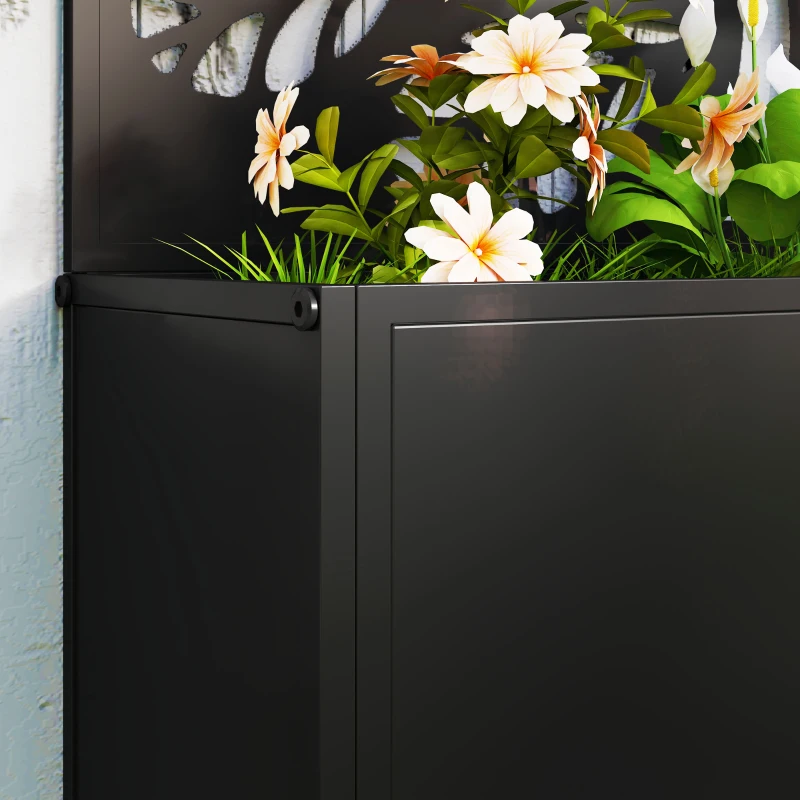 Outsunny Jardinière avec brise-vue paravent treillis pour Plante Grimpante, bac à Fleurs - dim. 61L x 23l x 113H cm
