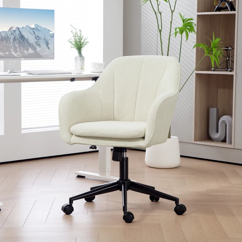 HOMCOM Chaise de bureau, fauteuil de bureau ergonomique réglable en hauteur, siège pivotante, fonction de bascule, beige