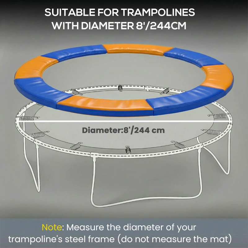 HOMCOM 8FT Trampoline Spring Cover, Plastic Trampoline Pad Replacement Safety Guard, Yellow and Blue