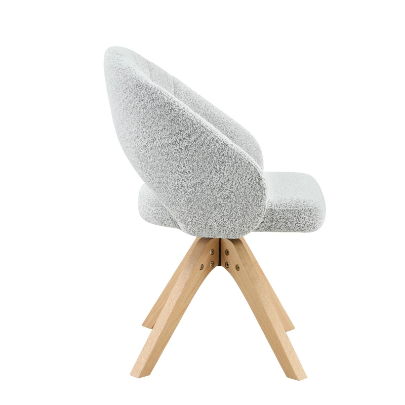 Lot de 2 chaises pivotantes style rétro, piètement 4 pieds en bois massif, patins antidérapants, 46x49x84 cm, Couleur naturelle