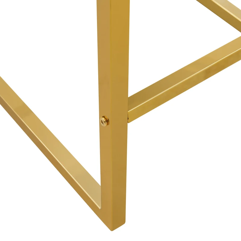 Lot de 2 tabourets de bar nordiques, design carré moderne, imperméable et facile à nettoyer, 48x53.3x91.4 cm, Blanc+Or