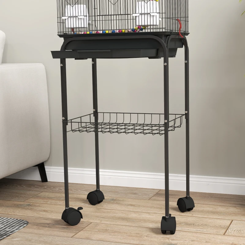 PawHut Cage à oiseaux sur roues 46 x 36 x 120 cm 2 mangeoires 2 perchoirs étagère cage pour perruche calopsitte conure pinson canaris