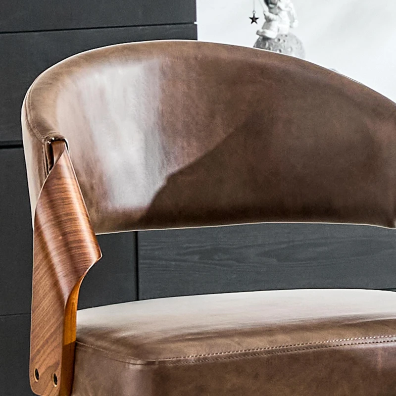 Lot de 2 tabourets de bar avec dossier, design rétro élégant, mousse haute densité et patins antidérapants, 51x42x95 cm, Marron