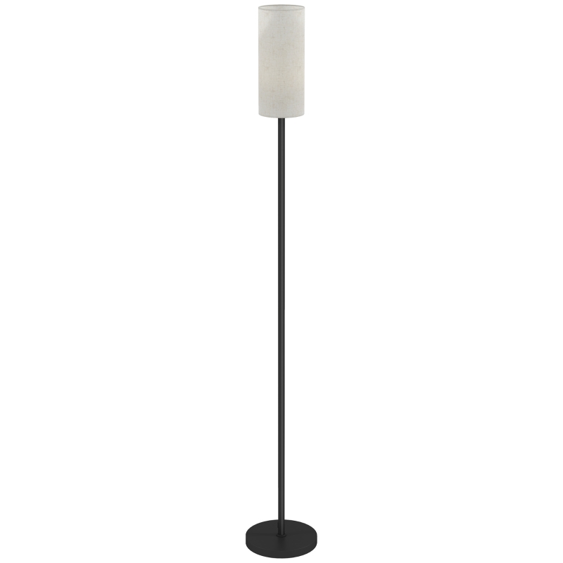 HOMCOM Floor Lamp for Living Room, Modern Standing Lamp with Linen Shade & Foot Switch, Minimalist Tall Pole Lampshade for Bedroom, Office, White