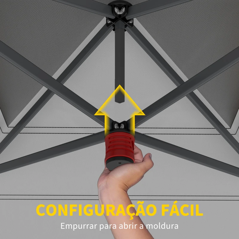 Outsunny Tenda Dobrável Pop-up 4x4 m com Bloqueio Central UPF50+ Altura Ajustável Sacos de Areia e Bolsa com Rodas Bege e Castanho