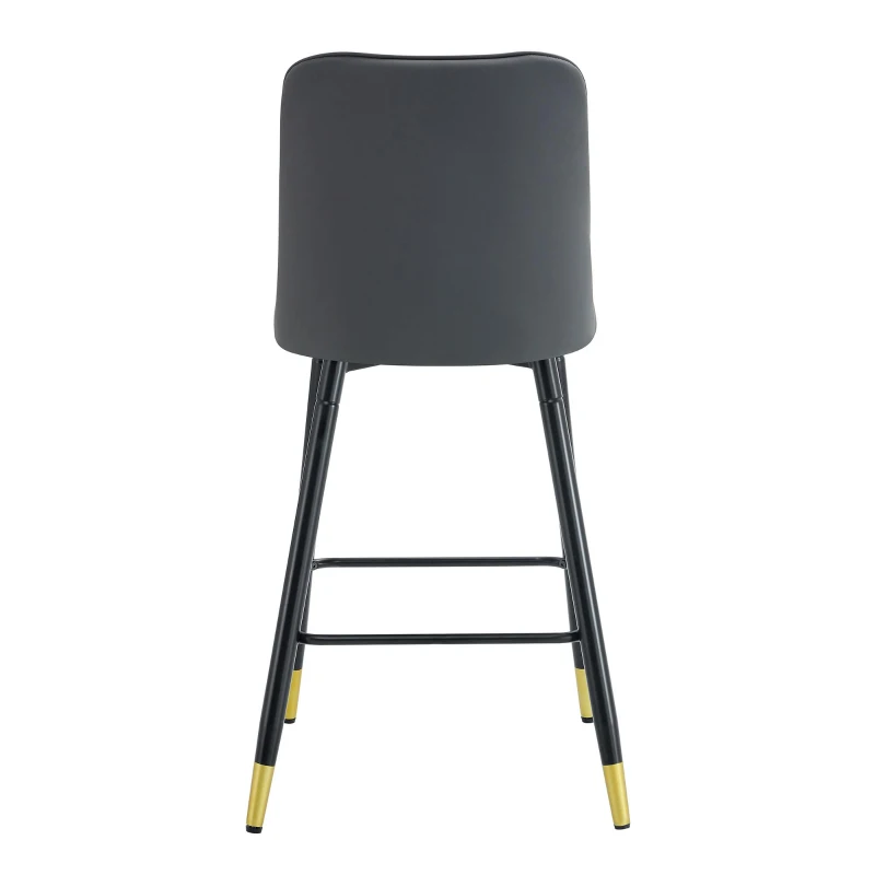 Lot de 2 tabourets de bar hauteur, design moderne et confortable, dossier incurvé et repose-pieds, 42x45x100 cm, Argenté