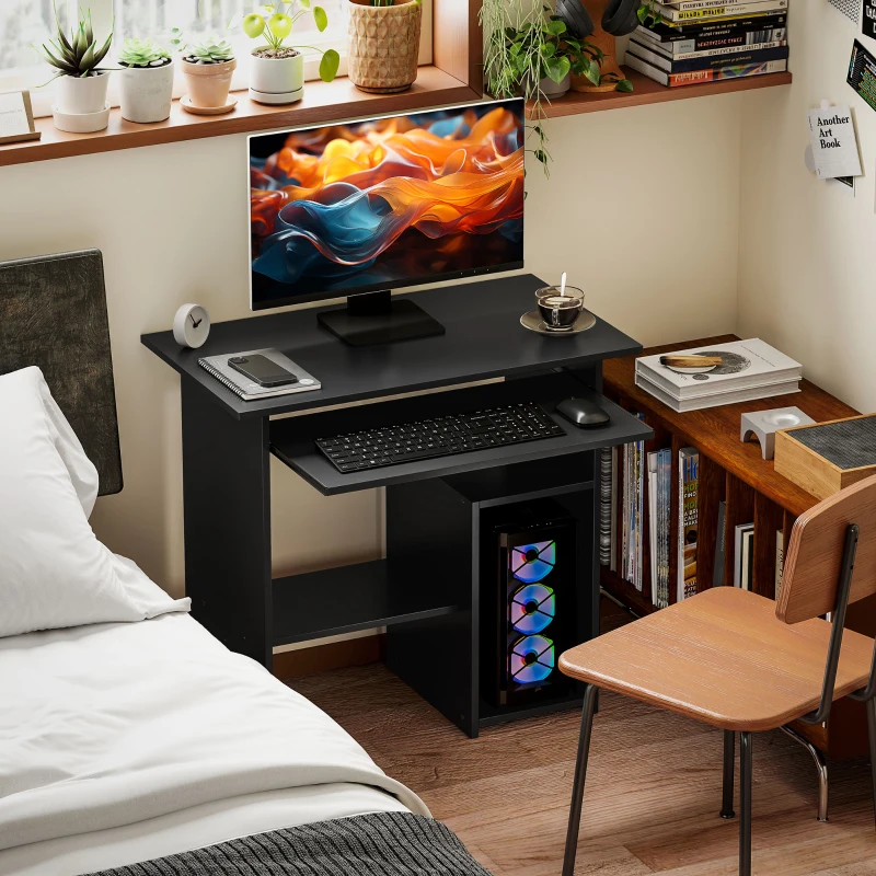 HOMCOM Computertafel, Bureau, Spaanplaat, Metaal, 80 x 45 x 75 cm, Zwart(m-2)