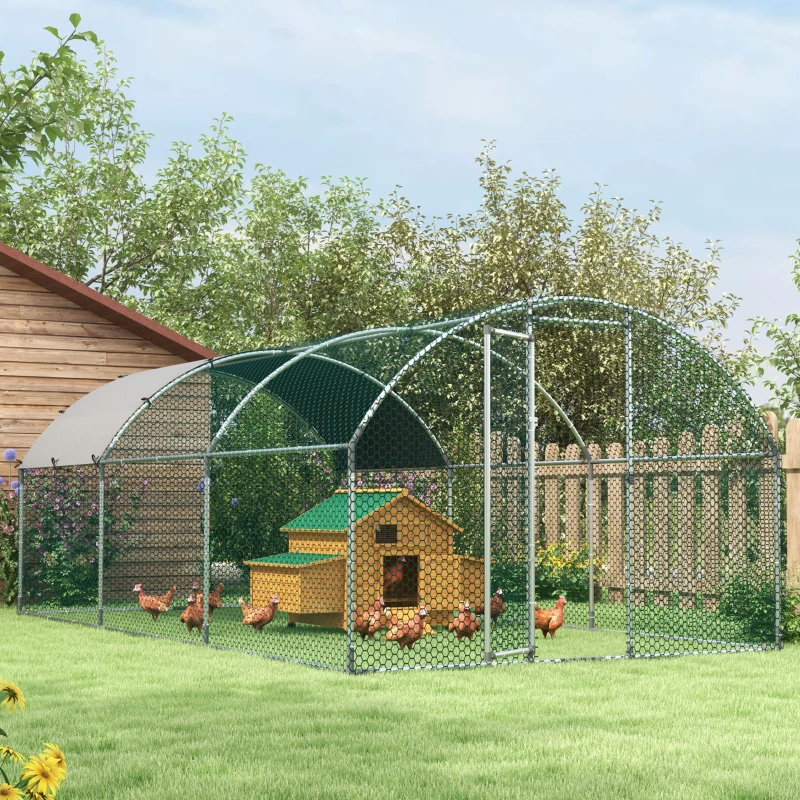 PawHut Poulailler en bois accueillant 4 poules, cage à poules avec pondoir, toit imperméable ouvrable, tiroir amovible, jaune