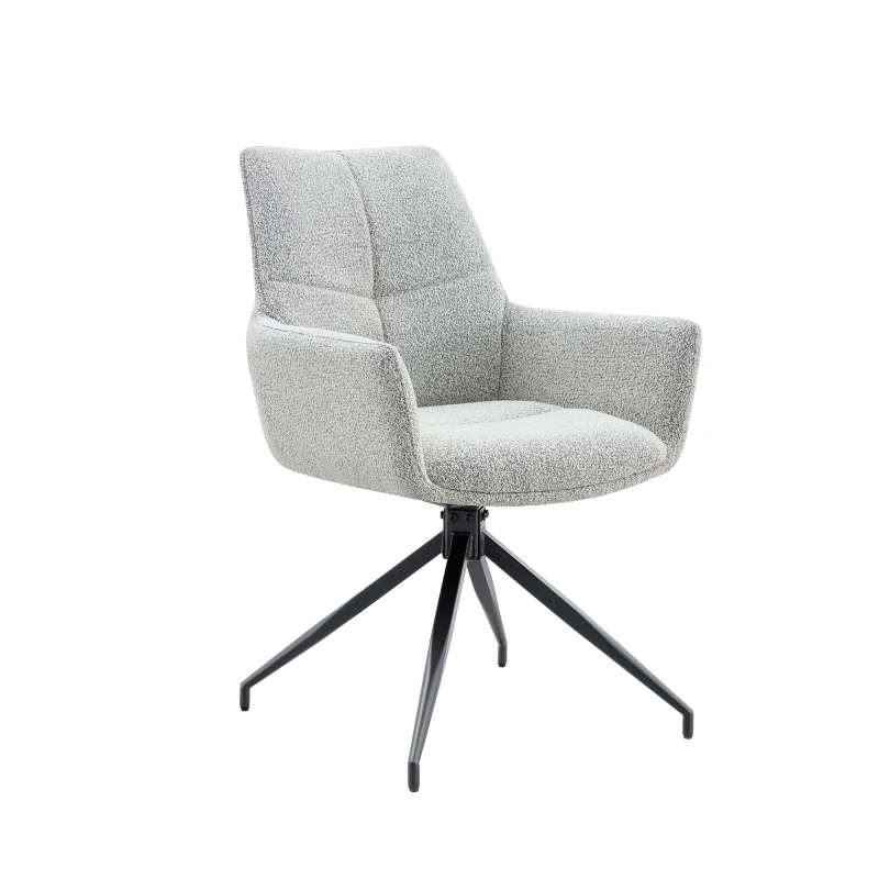 Fauteuil pivotant 360° rembourré, piètement métal laqué stable, patins antidérapants, 48x50x85 cm, Gris clair