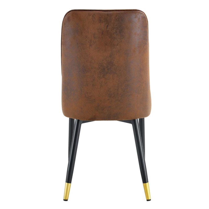 Lot de 2 chaises de salle à manger modernes, assise rembourrée, embouts antidérapants, 43x41.5x89 cm, Marron+Noir