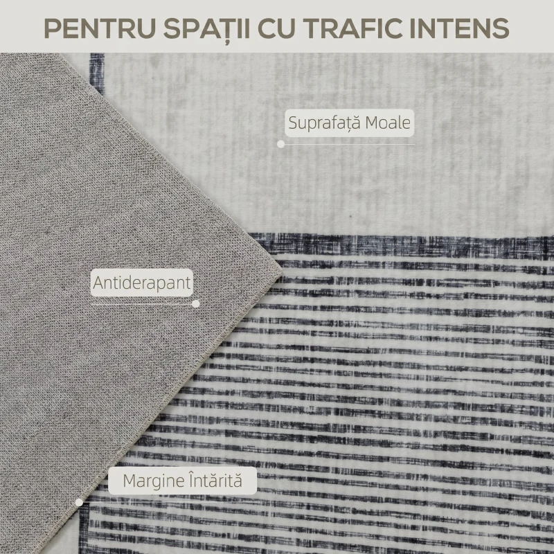 HOMCOM Covor Modern Antiderapant cu Linii Geometrice, din Poliester Multicolor, 230x160x0.7 cm