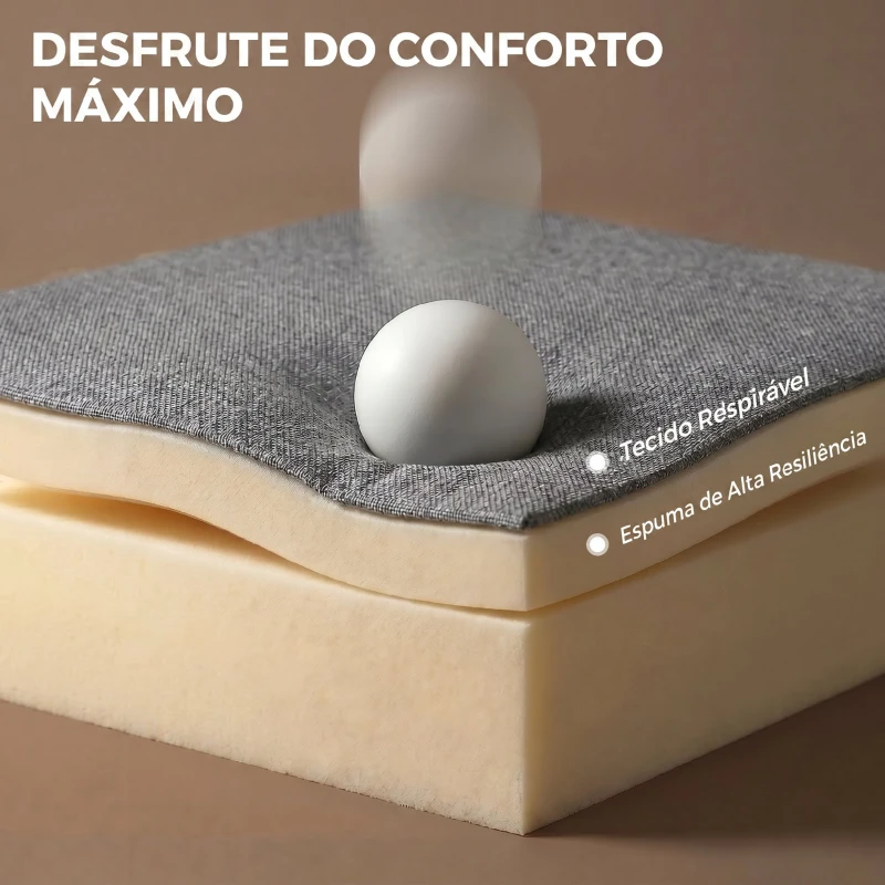 HOMCOM Cadeira de Baloiço em Linho com Almofada Lombar, Encosto Alto, Assento Largo, Dupla Camada, Cinzento Claro