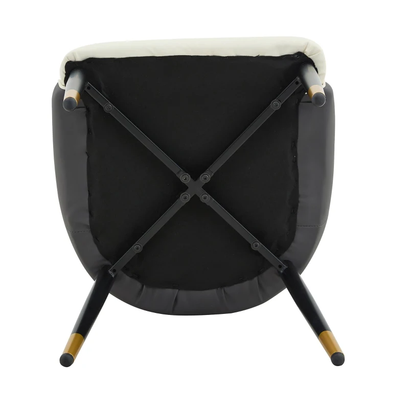 Lot de 2 chaises de salle à manger, dossier motif éclair stylé, déperlante et facile d'entretien, 47.3x44x91 cm, Blanc+Noir