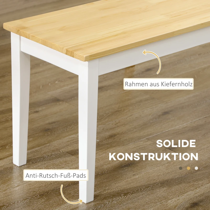 HOMCOM Zitbank Houten Bank 2-Zitsbank, Massief hout, gelakt, Natuur + Wit