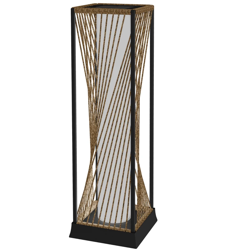 Outsunny Rattan Solar Garden Lights, Auto On/Off LED Floor Lamp, Sand Brown