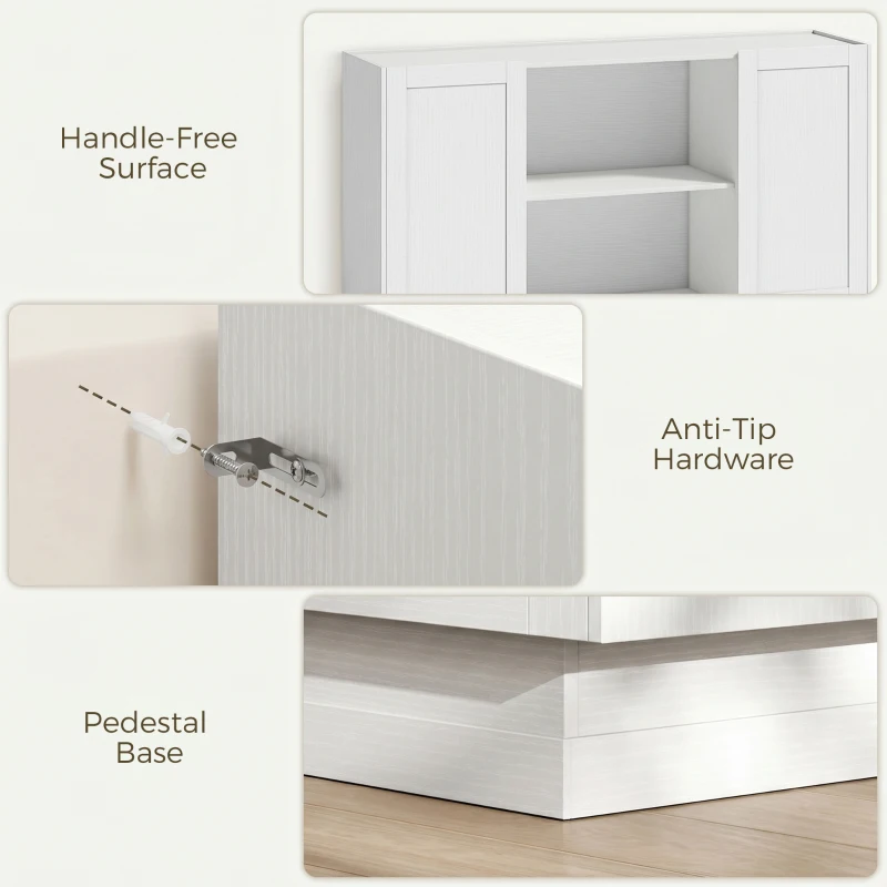 HOMCOM Sideboard Buffet Cabinet, 133 cm Storage Cabinet with 2 Open Shelves, 2 Cupboards and Soft Close Doors, White