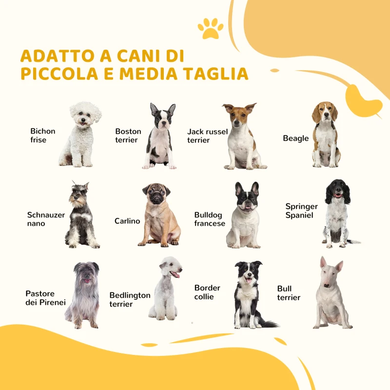 PawHut Cancelletto per Cani Taglia Piccola e Media con Doppia Serratura e Chiusura Automatica, 76-103x4.2x77 cm, Bianco