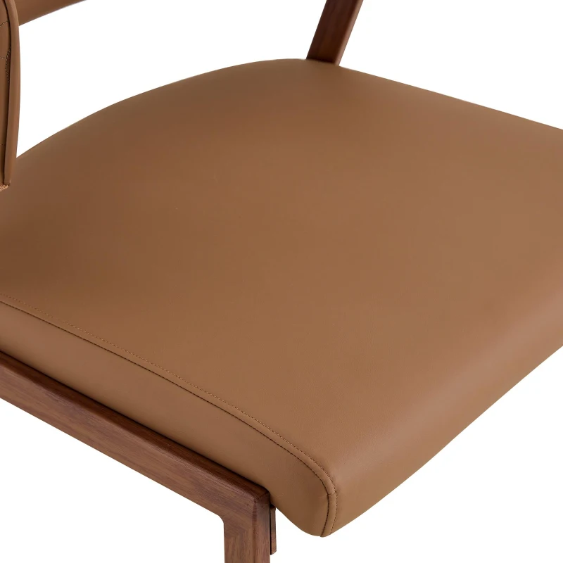 Chaise de salle à manger moderne rembourrée, design épuré, dossier ergonomique, 51x49x78 cm, Marron