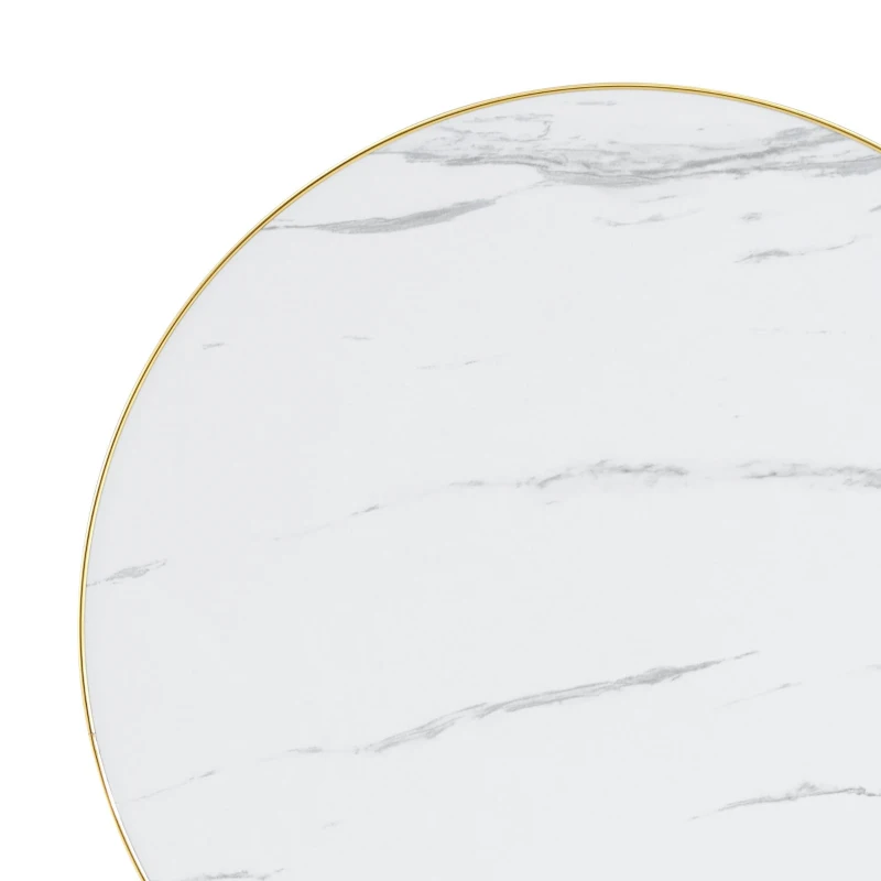 Table d'appoint ronde moderne, stabilité optimale et un gain de place, 60x60x74 cm, Blanc+Doré