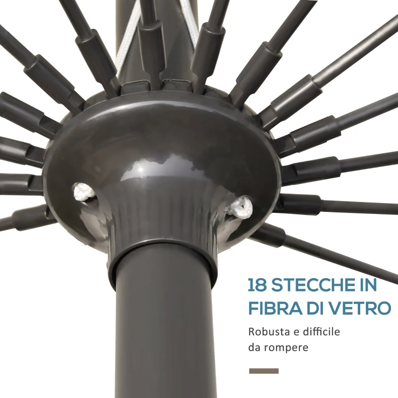 Outsunny Ombrellone da Giardino e Terrazza 2.5x2.5m con Manovella, 18 Stecche e Testa Inclinabile, Crema