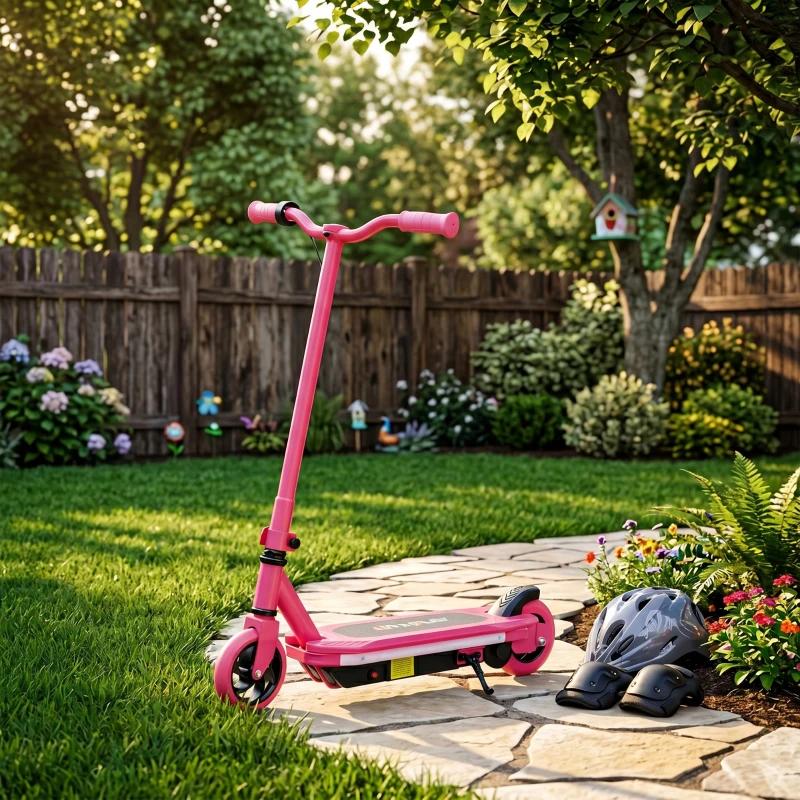 AIYAPLAY Electric Scooter for Kids 6-14 Years, with Colourful Lights, Pink