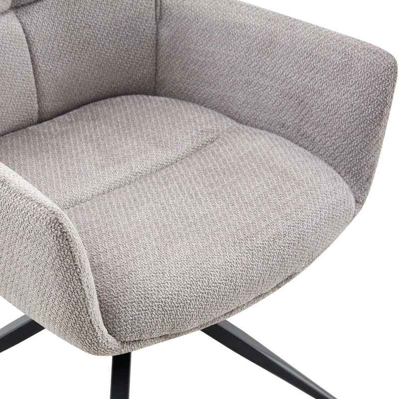 Fauteuil pivotant 360° rembourré, piètement métal laqué stable, patins antidérapants, 48x50x85 cm, Gris