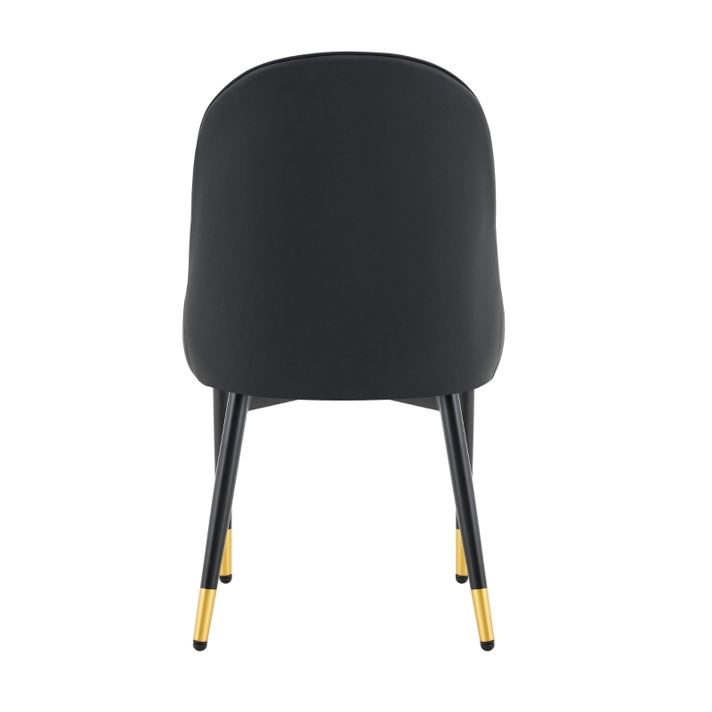 Lot de 2 chaises de salle à manger, dossier motif éclair stylé, déperlante et facile d'entretien, 47.3x44x91 cm, Noir