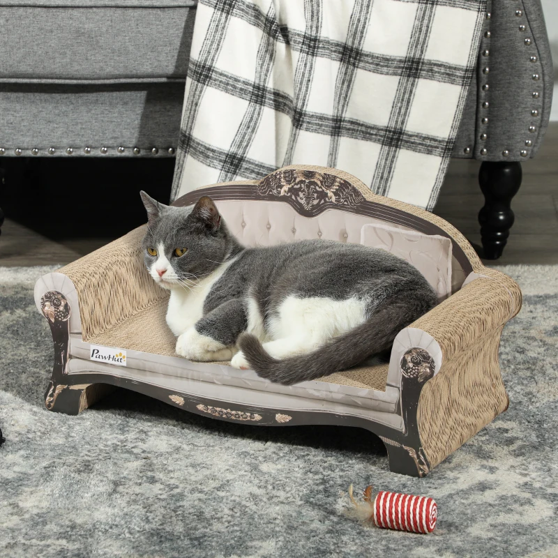 PawHut 2-in-1 Cat Scratcher with Catnip for Indoor Cats, 29.5 x 56 x 26cm, Brown