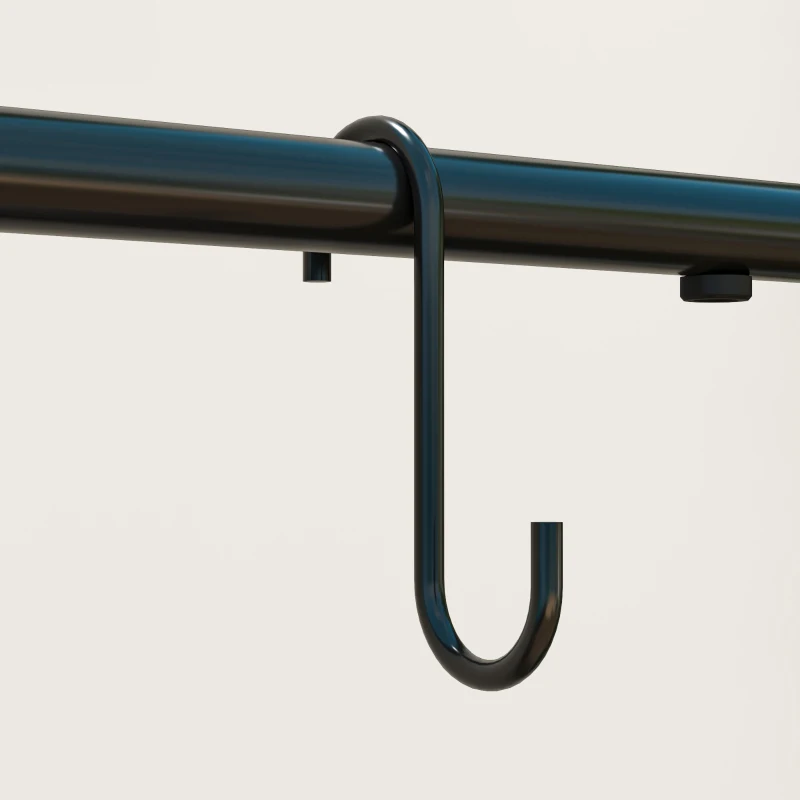 Outsunny Étagère à fleurs 3 niveaux support de plantes pour l'intérieur et l'extérieur en métal 3 crochets 75 x 25 x 137 cm noir