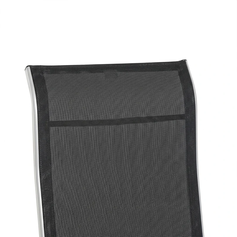Outsunny Chaise longue pliable transat bain de soleil avec dossier & repose-pied réglable multi-positions, noir