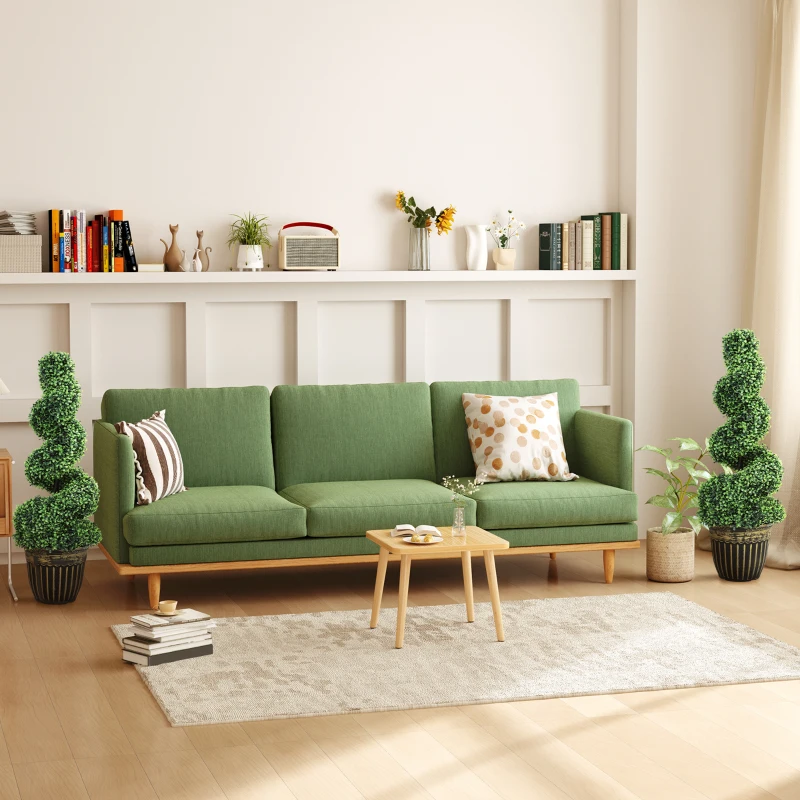 HOMCOM Spiraalvormige Buxus, Set van 2 Kunstplanten, met Pot, 90 cm Hoog, Groen