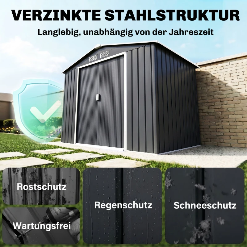 Outsunny Gereedschapschuur Tuinschuur Metaal kolengrijs