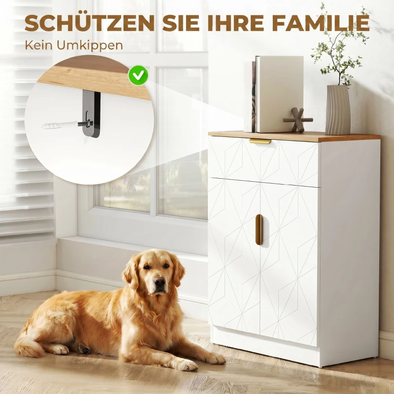 HOMCOM Modern dressoir, opbergkast met lade en verstelbare plank, wit